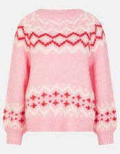 Oversized Fair Isle Jumper, Pink (PINK), large