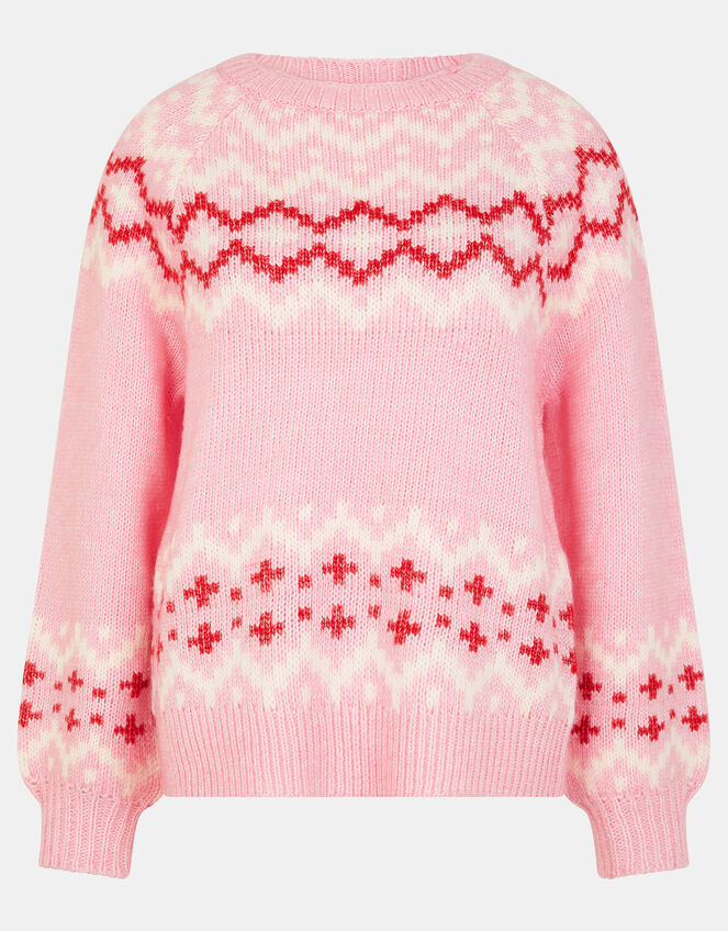 Oversized Fair Isle Jumper, Pink (PINK), large