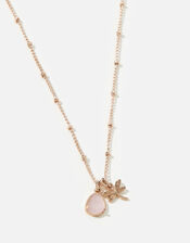 Rose-Gold Plated Dragonfly Rose Quartz Pendant Necklace, , large