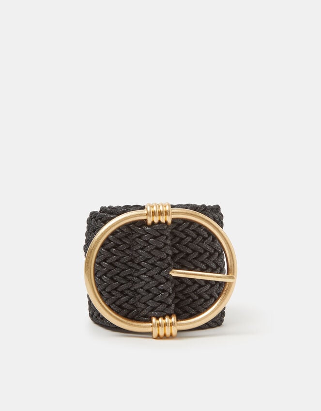 Wide Woven Belt, Black (BLACK), large