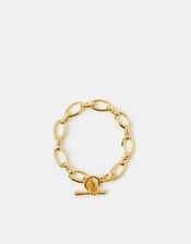 14ct Gold-Plated Knot Chain T-Bar Bracelet, , large