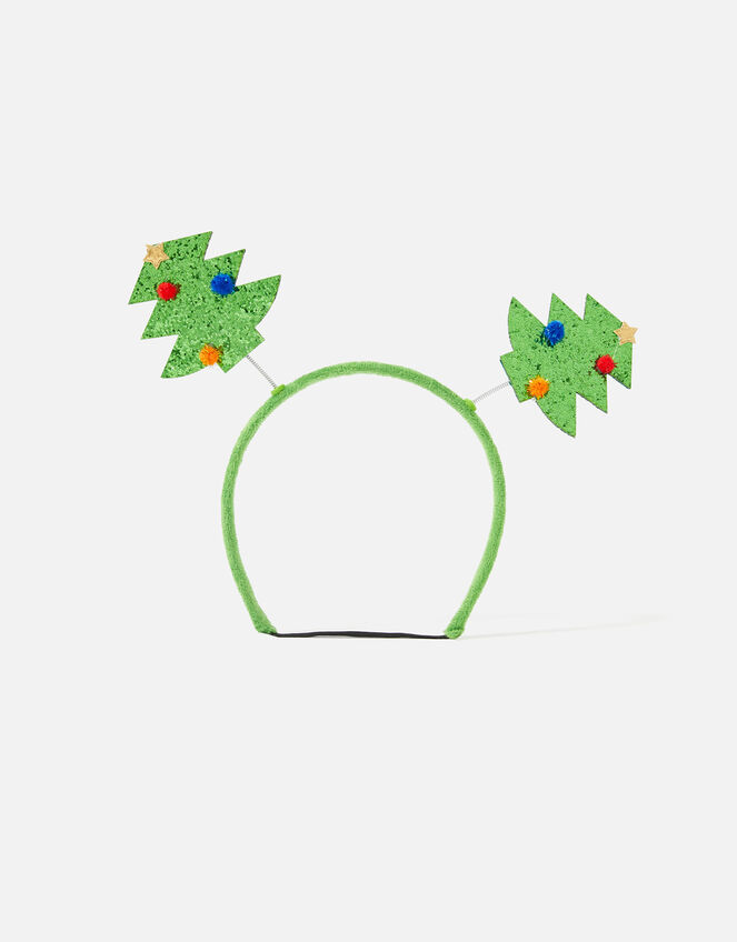 Dog Christmas Tree Glitter Bopper Headband, Green (GREEN), large