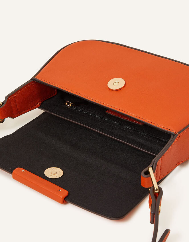 Small Saddle Cross-Body Bag, Orange (ORANGE), large