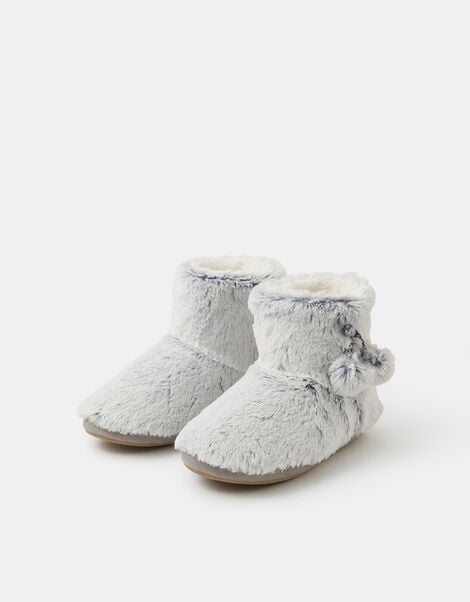 Super Soft Pom Pom Slipper Boots, Grey (GREY), large