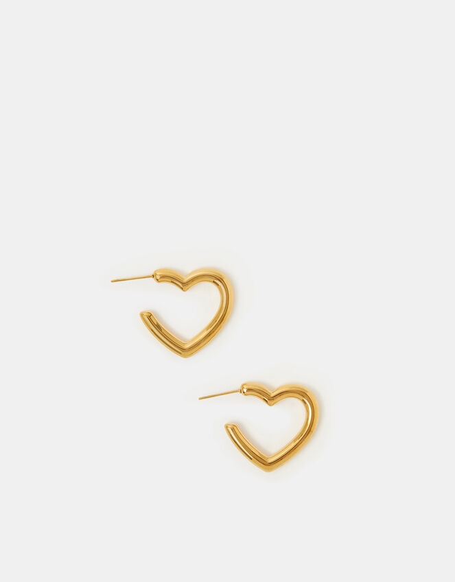 Stainless Steel Heart Hoop Earrings, , large