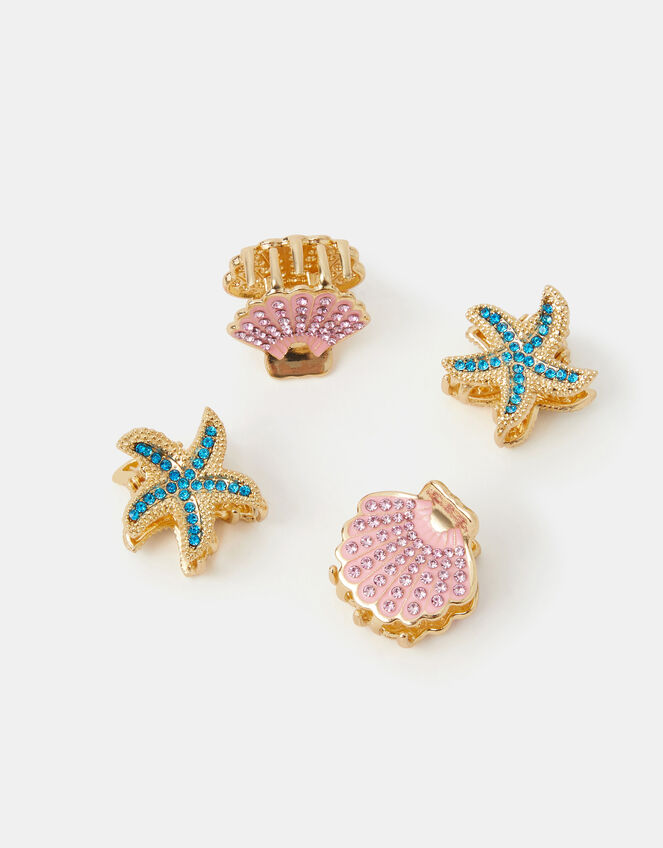 4-Pack Mini Starfish & Shell Claw Clips, , large