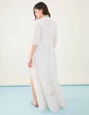 Mixed Shell Broderie Maxi Kimono, White (WHITE), large