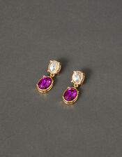 Oval Statement Short Drop Earrings, Purple (PURPLE), large
