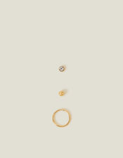3-Pack 14ct Gold-Plated Surgical Steel Nose Studs, , large