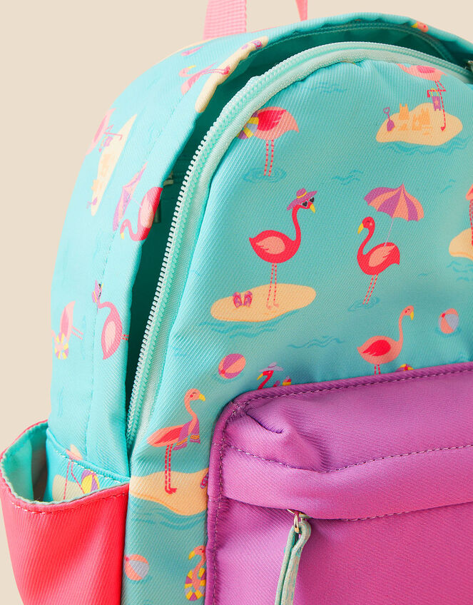 Girls Flamingo Print Backpack, , large