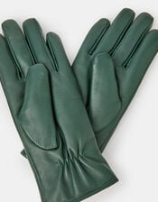 Faux Fur Lined Leather Gloves, Green (GREEN), large