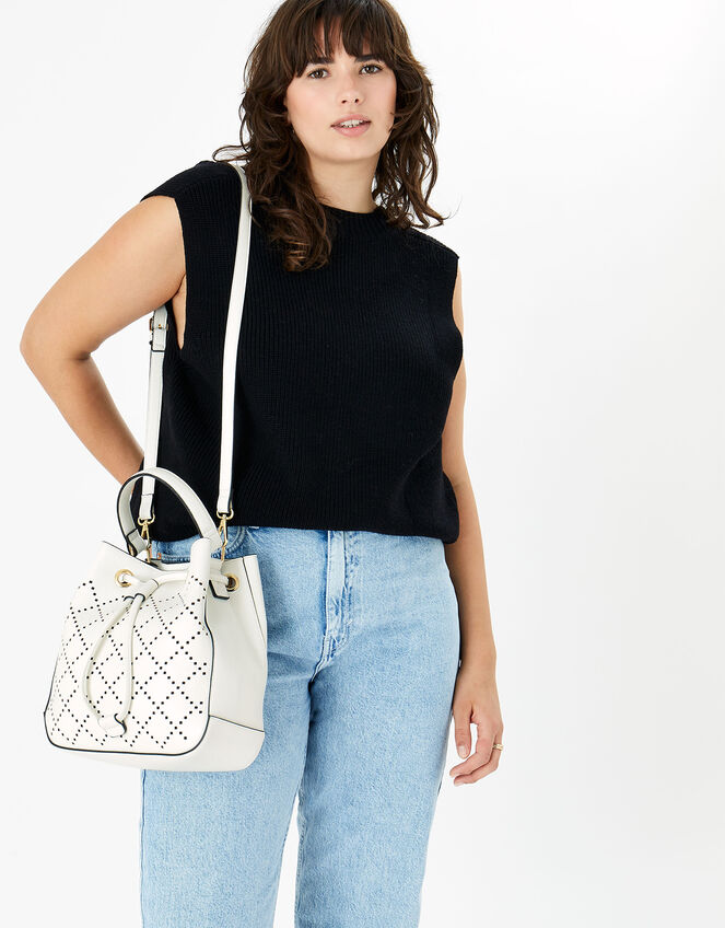 Cut-Out Cross-Body Bag, White (WHITE), large