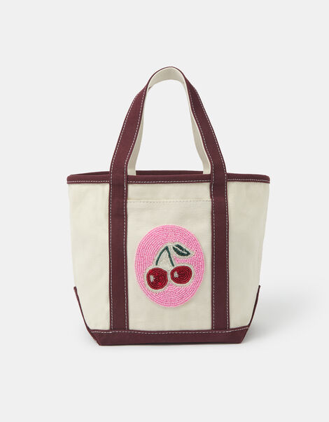 Accessorize x Good Manners Mini Beaded Cherry Canvas Bag, , large