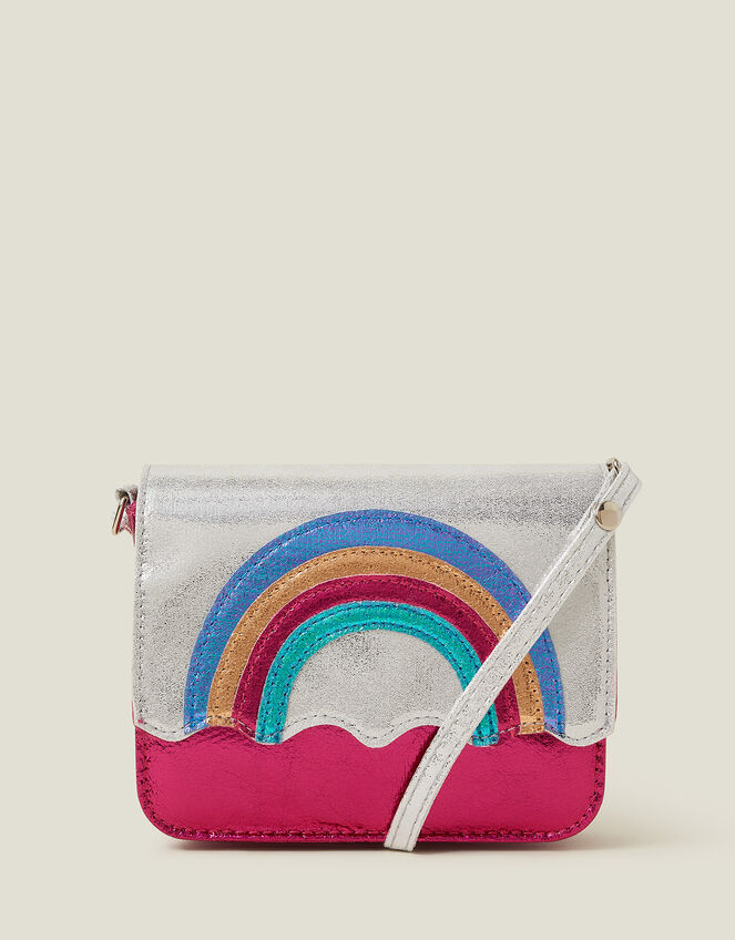 Girls Rainbow Metallic Cross-Body Bag, Multi (BRIGHTS MULTI), large