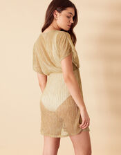 Shimmer Pleated Cover Up, Gold (GOLD), large