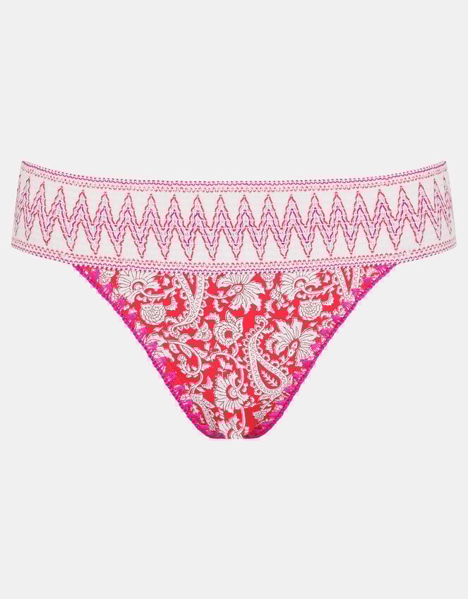 Paisley Shirred Band Bikini Bottoms, Orange (ORANGE), large