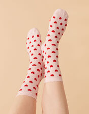 Ditsy Heart Print Socks, , large