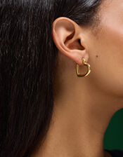 Stainless Steel Heart Hoop Earrings, , large