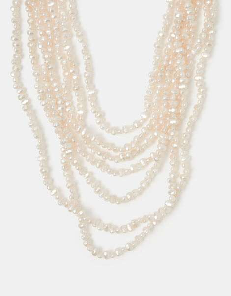 Multi Strand Layered Pearl Necklace, , large