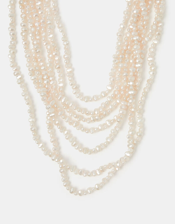 Multi Strand Layered Pearl Necklace, , large
