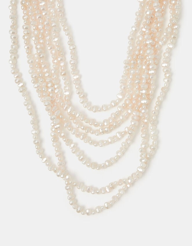 Multi Strand Layered Pearl Necklace, , large