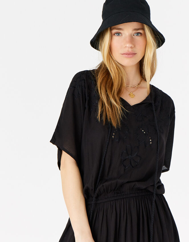 Kerina Cutwork Embroidered Kaftan, Black (BLACK), large