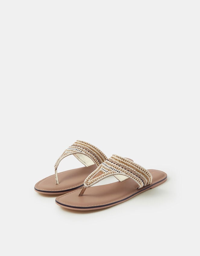 Embellished Flip Flops, Gold (GOLD), large
