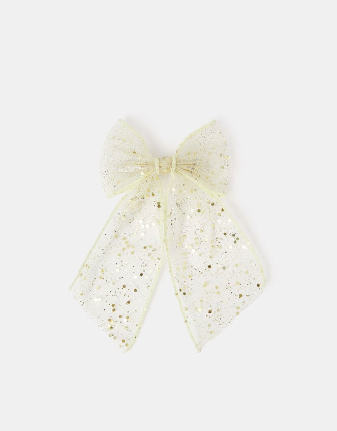 Girls Glitter Bow Barrette Hair Clip, , large