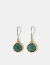 14ct Gold-Plated Aventurine Drop Earrings, , large