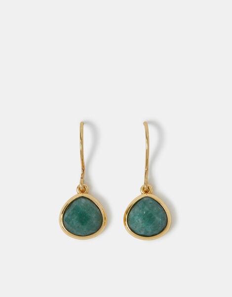 14ct Gold-Plated Aventurine Drop Earrings, , large