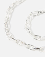 Medium Chain Necklace and Bracelet, Silver (SILVER), large