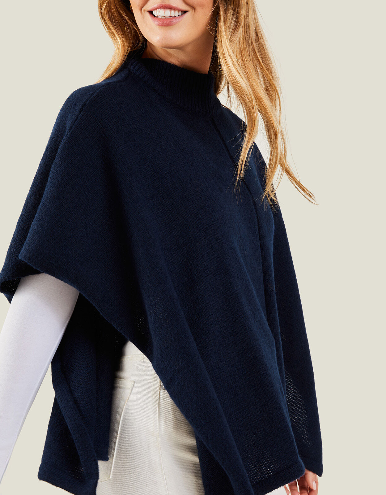 Mock neck poncho store