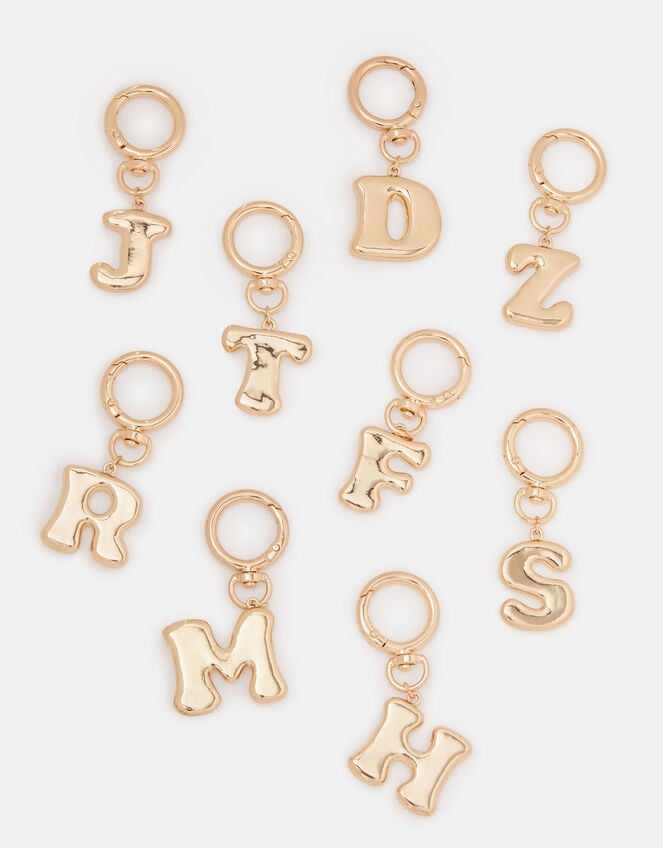 Bubble Initial Bag Charm, Gold (GOLD), large