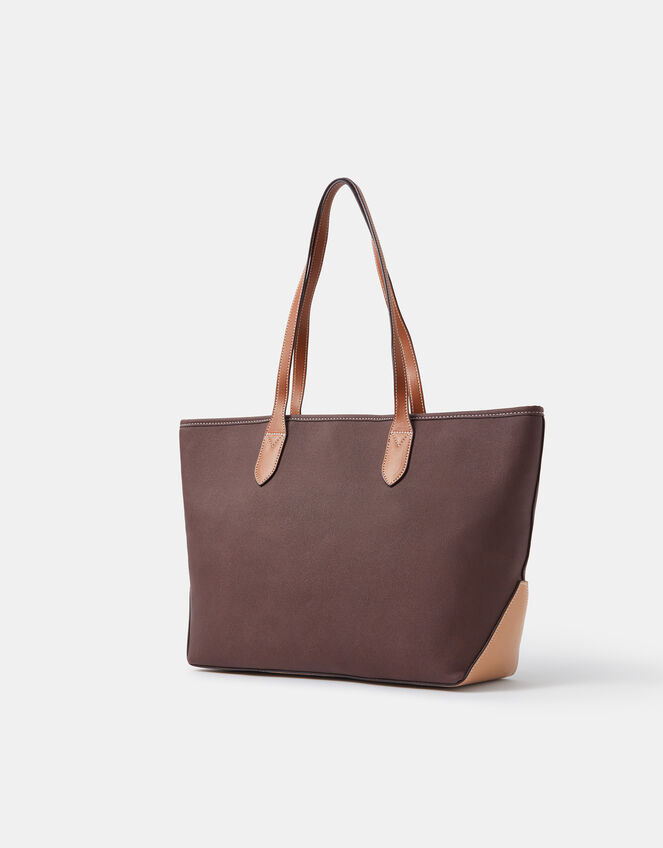 Plain Tote Bag, Brown (CHOCOLATE), large