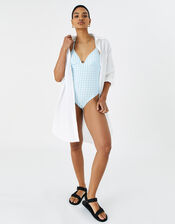 Gingham Swimsuit, Blue (BLUE), large