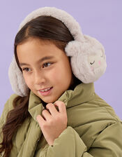 Girls Fluffy Owl Earmuffs, , large