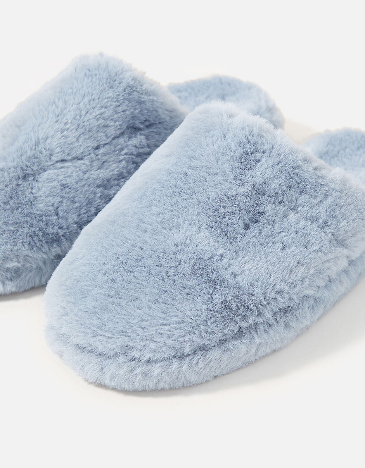 Faux Fur Capped Slippers Blue