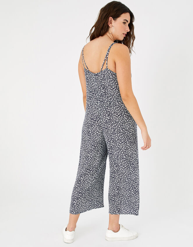 Ditsy Print Romper, Blue (NAVY), large