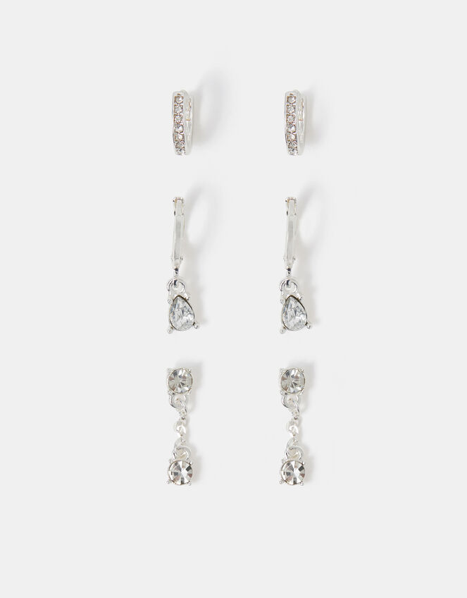 3-Pack Stone Drop Hoop Earrings, , large