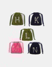 Initial Velvet Drawstring Bag, Multi (MULTI), large
