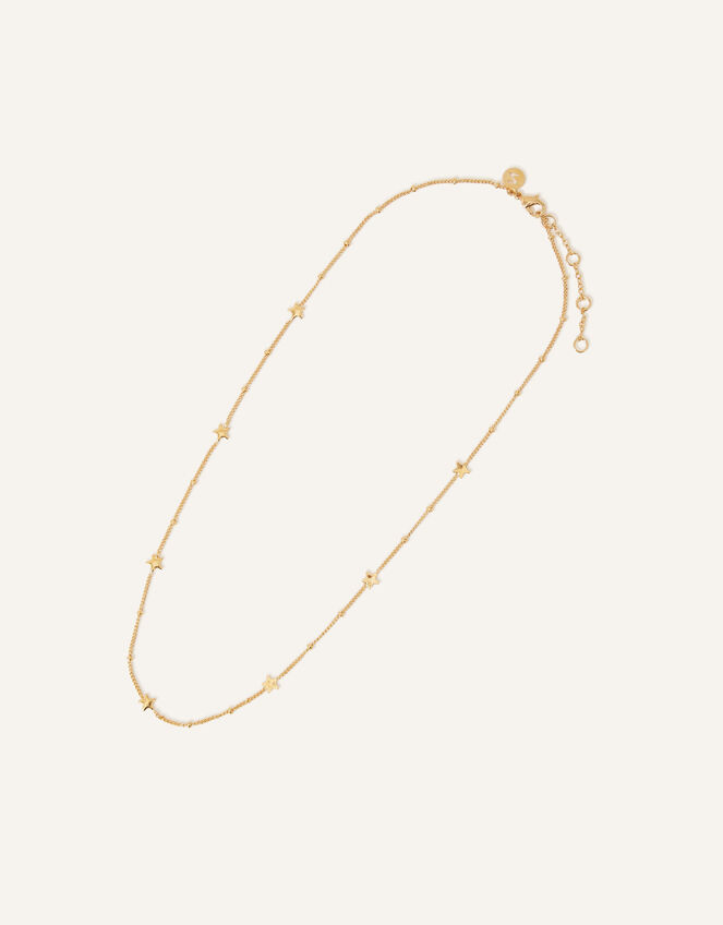 14ct Gold-Plated Star Station Necklace, , large