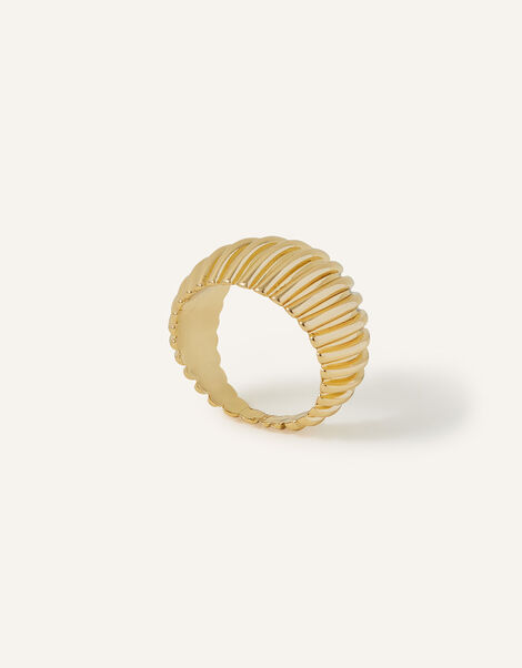 Chunky Ridged Ring, Gold (GOLD), large