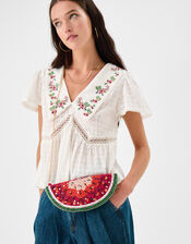Beaded Watermelon Crossbody Bag, , large