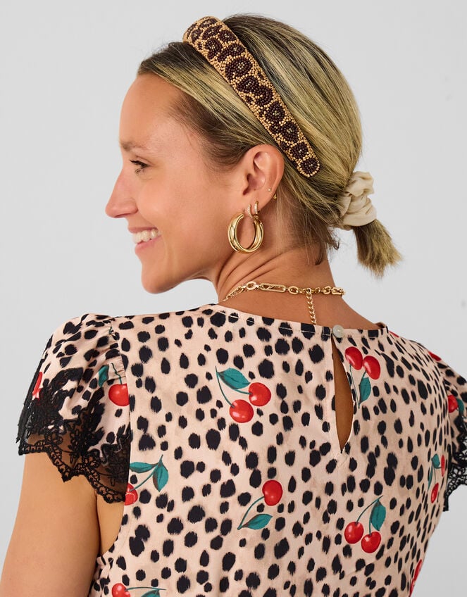 Accessorize x Good Manners Beaded Leopard Print Headband, , large