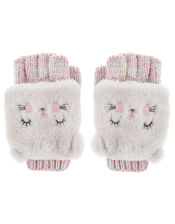 Fluffy Cat Capped Gloves, Multi (PASTEL-MULTI), large