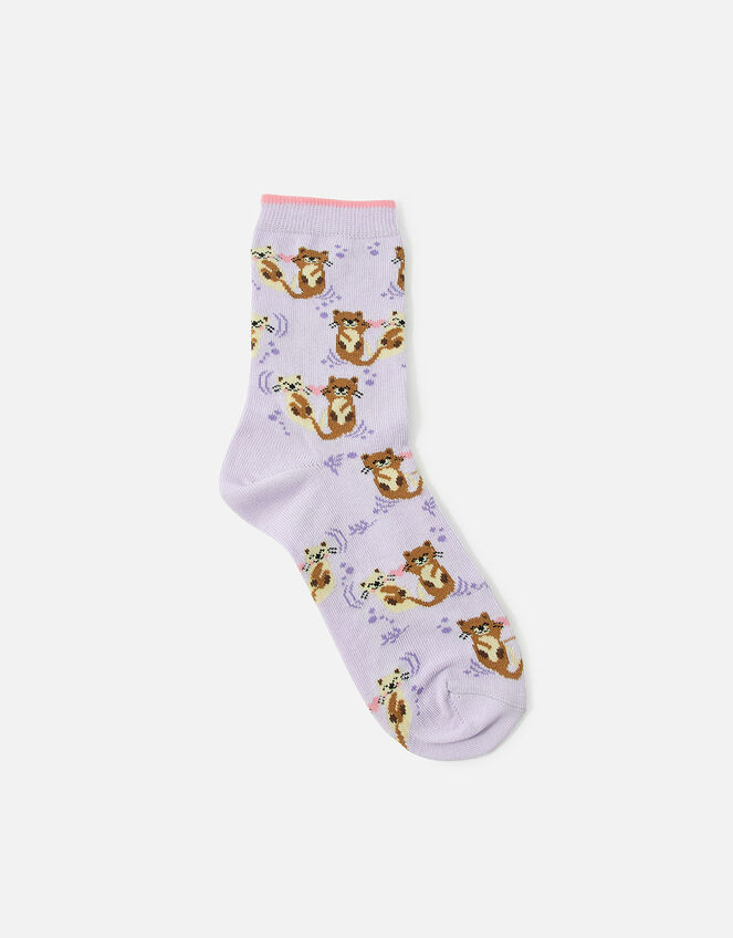 Otterly in Love Socks, Purple (LILAC), large