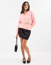 Textured Knit Jumper, Pink (PINK), large