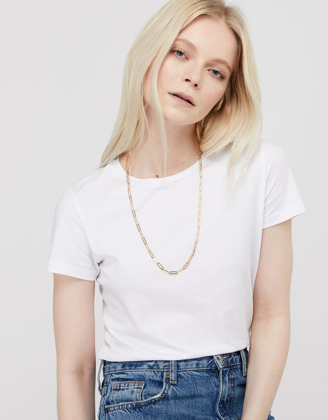 Gold-Plated Long Link Chain Necklace, , large