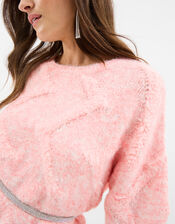 Textured Knit Jumper, Pink (PINK), large