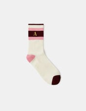 Initial Stripe Socks, Multi (BRIGHTS MULTI), large